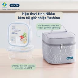 Bộ hộp cơm thủy tinh Nikko Inochi kèm túi Yoshino – Giữ nhiệt tốt, tiện mang đi, Hộp cơm vp cao cấp 3
