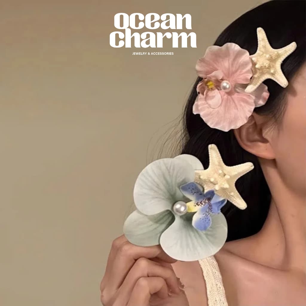Kẹp Tóc Hoa Lan - Sao Biển Phong Cách Biển Vintage – Phụ Kiện Tóc Đi Biển Xinh | Ocean Charm