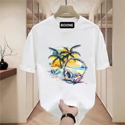 Áo Thun Unisex Nam Nữ Hè TAI NGHE HỒNG CÂY DỪA chất cotton 100% co giãn 4 chiều 2