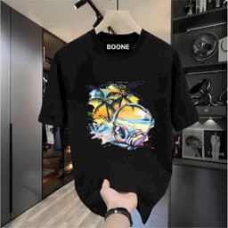 Áo Thun Unisex Nam Nữ Hè TAI NGHE HỒNG CÂY DỪA chất cotton 100% co giãn 4 chiều 1