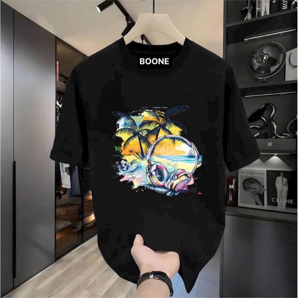 Áo Thun Unisex Nam Nữ Hè TAI NGHE HỒNG CÂY DỪA chất cotton 100% co giãn 4 chiều
