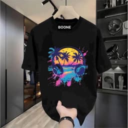 Áo Thun Unisex Nam Nữ Hè in hình TAI NGHE VÀ CÂY DỪA XANH BÍCH chất cotton 100% co giãn 4 chiều 1