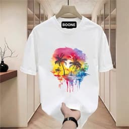 Áo Thun Unisex Nam Nữ BST HÈ in CÂY DỪA và MÂY NHIỀU MÀU chất cotton 100% co giãn 4 chiều 1