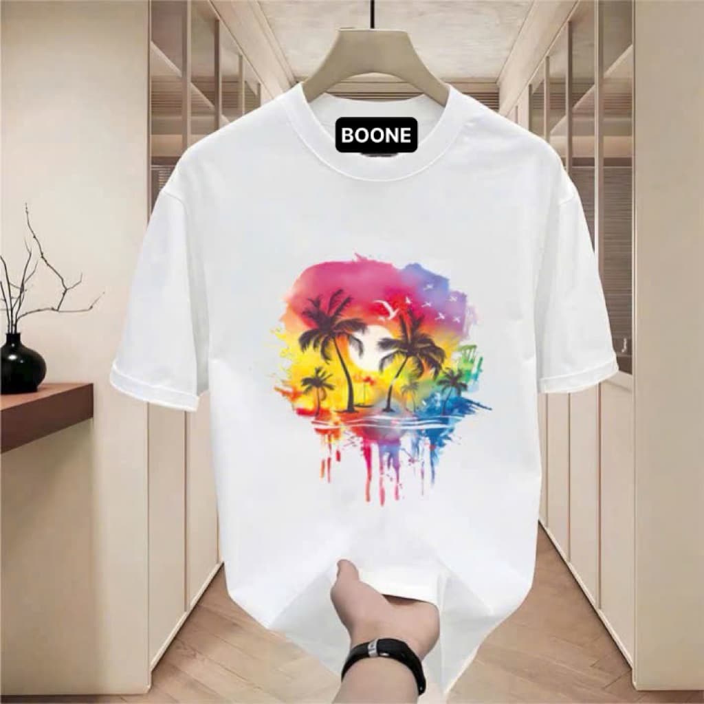 Áo Thun Unisex Nam Nữ BST HÈ in CÂY DỪA và MÂY NHIỀU MÀU chất cotton 100% co giãn 4 chiều