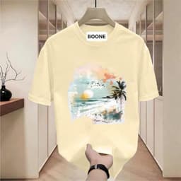 Áo Thun Unisex Nam Nữ BST HÈ in hình CÂY DỪA VÀ BÌNH MINH chất cotton 100% co giãn 4 chiều 3