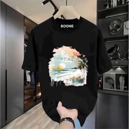Áo Thun Unisex Nam Nữ BST HÈ in hình CÂY DỪA VÀ BÌNH MINH chất cotton 100% co giãn 4 chiều 1