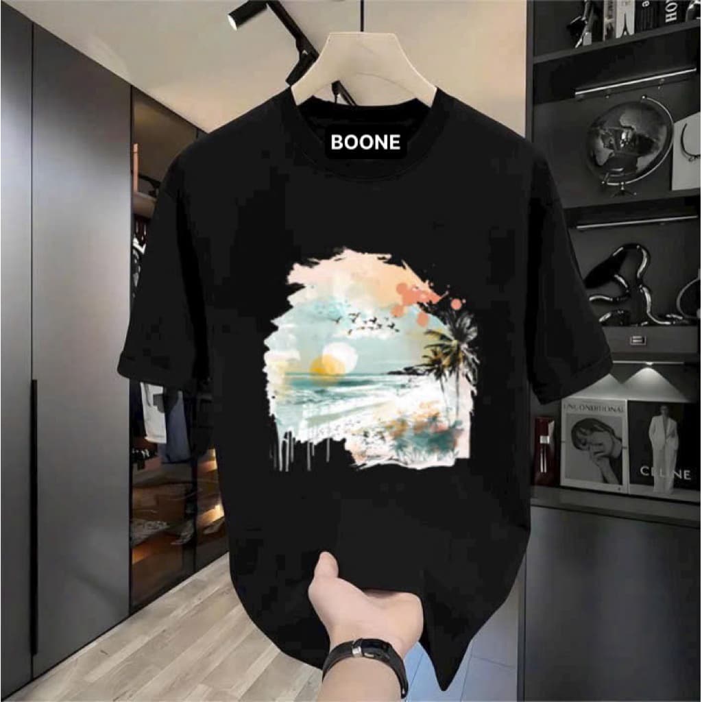 Áo Thun Unisex Nam Nữ BST HÈ in hình CÂY DỪA VÀ BÌNH MINH chất cotton 100% co giãn 4 chiều