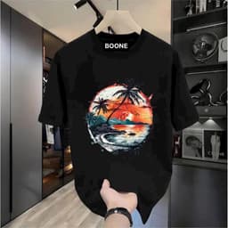 Áo Thun Unisex Nam Nữ BST HÈ in hình CÂY DỪA VÀ HOÀNG HÔN chất cotton 100% co giãn 4 chiều 1