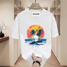 Áo Thun Unisex Nam Nữ BST Hè in hình CÂY DỪA và MẶT TRỜI HÌNH TRÒN chất cotton 100% co giãn 4 chiều 2