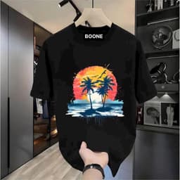 Áo Thun Unisex Nam Nữ BST Hè in hình CÂY DỪA và MẶT TRỜI HÌNH TRÒN chất cotton 100% co giãn 4 chiều 1