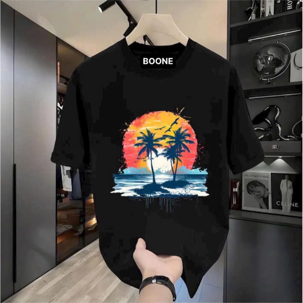 Áo Thun Unisex Nam Nữ BST Hè in hình CÂY DỪA và MẶT TRỜI HÌNH TRÒN chất cotton 100% co giãn 4 chiều