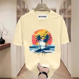 Áo Thun Unisex Nam Nữ BST Hè in hình CÂY DỪA và MẶT TRỜI HÌNH TRÒN chất cotton 100% co giãn 4 chiều 3