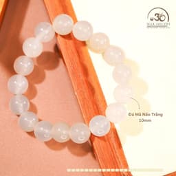 Ngọc Đan Tâm - Vòng Tay Mã Não Trắng 10mm - Mệnh Thuỷ & Mệnh Kim 2