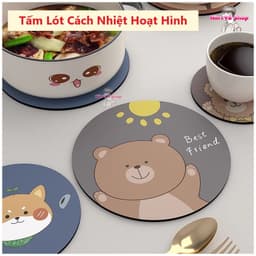 Miếng Lót Cách Nhiệt Lót Ly Nồi , Thấm Hút Tốt , Vải Cao Su Bền Chắc Kiểu Dáng Hoạt Hình Vui Nhộn 4