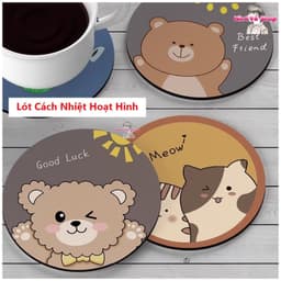 Miếng Lót Cách Nhiệt Lót Ly Nồi , Thấm Hút Tốt , Vải Cao Su Bền Chắc Kiểu Dáng Hoạt Hình Vui Nhộn 1