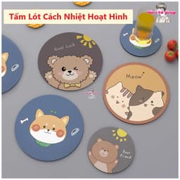 Miếng Lót Cách Nhiệt Lót Ly Nồi , Thấm Hút Tốt , Vải Cao Su Bền Chắc Kiểu Dáng Hoạt Hình Vui Nhộn 2
