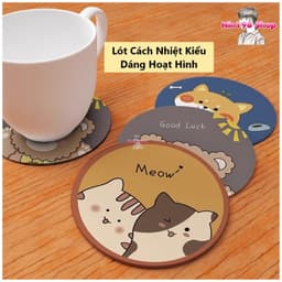 Miếng Lót Cách Nhiệt Lót Ly Nồi , Thấm Hút Tốt , Vải Cao Su Bền Chắc Kiểu Dáng Hoạt Hình Vui Nhộn 7