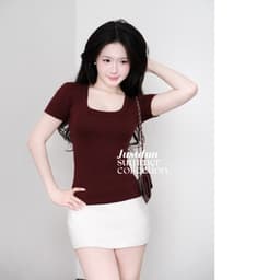 Áo Thun Nữ Ôm Body Cổ Vuông JUSTDUN C11 - Cotton Mịn, Co Giãn, Mềm Mại, Êm Ái, Thoáng Mát 6