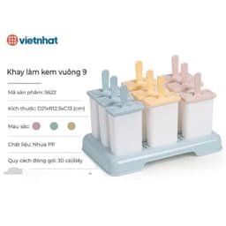 Khay làm kem khuôn làm kem chữ nhật 6 ô và 9 ô nhựa việt nhật chất liêu nhựa nguyên sinh an toàn không mùi dễ tách kem 1