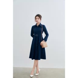 [ẨN] Váy Da Lộn Nữ Dáng Dài GENVIET JEANS, Váy Nữ Cổ Sơ Mi Dài Tay Kèm Đai Phong Cách Công Sở, Thanh Lịch 9155 2
