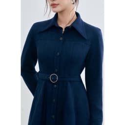 [ẨN] Váy Da Lộn Nữ Dáng Dài GENVIET JEANS, Váy Nữ Cổ Sơ Mi Dài Tay Kèm Đai Phong Cách Công Sở, Thanh Lịch 9155 4
