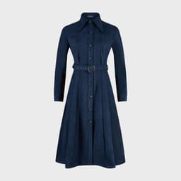 [ẨN] Váy Da Lộn Nữ Dáng Dài GENVIET JEANS, Váy Nữ Cổ Sơ Mi Dài Tay Kèm Đai Phong Cách Công Sở, Thanh Lịch 9155 7