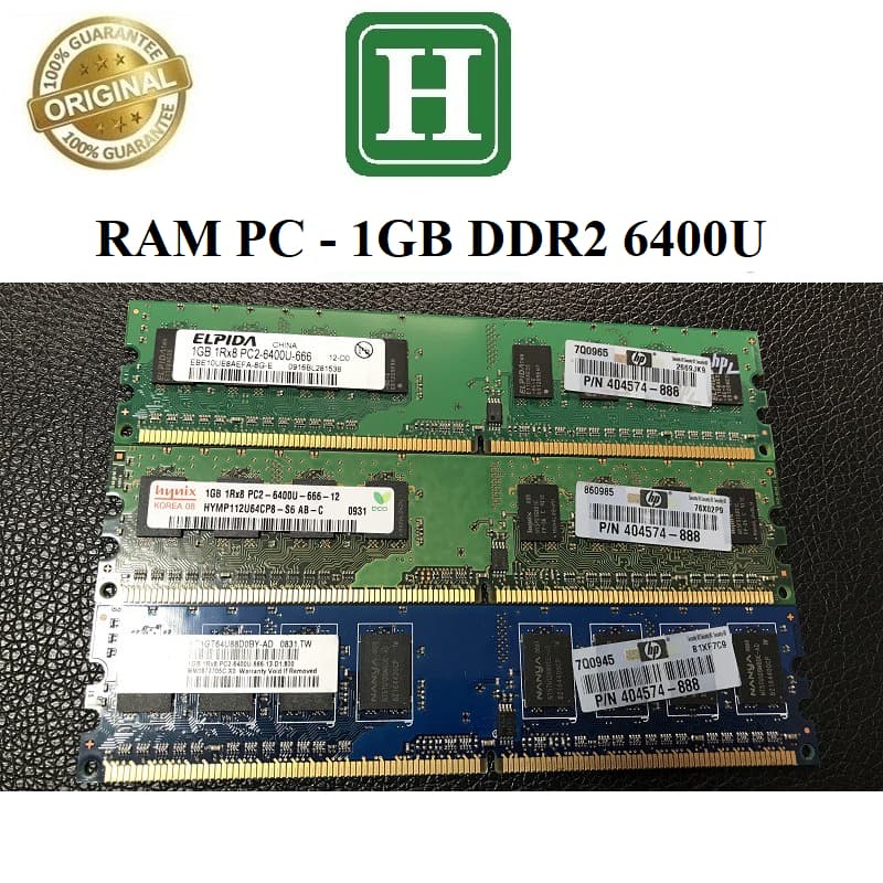 Ram PC DDR2 (PC2) 1Gb bus 800 (6400U), 667(5300U), bảo hành 1 tháng
