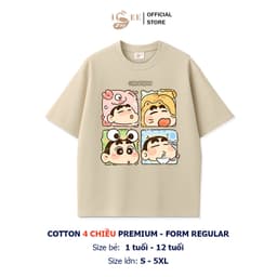 Áo thun bé trai SHINCHAN form rộng ISEE VN, áo phông bé trai cotton 4c premium thấm hút chất dày dặn, áo Local Brand 3