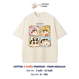 Áo thun bé trai SHINCHAN form rộng ISEE VN, áo phông bé trai cotton 4c premium thấm hút chất dày dặn, áo Local Brand 5