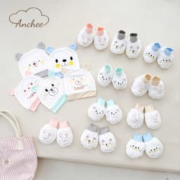 Set mũ bao tay bao chân sơ sinh cotton peptit cao cấp – Bộ mũ sơ sinh mềm mịn, chống xước, thấm hút tốt cho bé 2