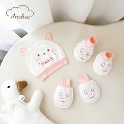 Set mũ bao tay bao chân sơ sinh cotton peptit cao cấp – Bộ mũ sơ sinh mềm mịn, chống xước, thấm hút tốt cho bé 5