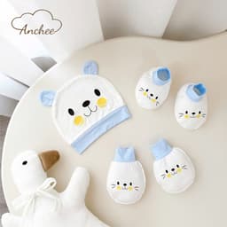 Set mũ bao tay bao chân sơ sinh cotton peptit cao cấp – Bộ mũ sơ sinh mềm mịn, chống xước, thấm hút tốt cho bé 4