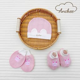 Set mũ bao tay bao chân sơ sinh cotton xuất Hàn Anchee cao cấp – Bộ mũ tai gấu mềm mịn, thoáng khí cho bé 0-6 tháng 6