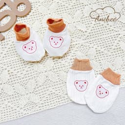 Set mũ bao tay bao chân sơ sinh cotton xuất Hàn Anchee cao cấp – Bộ mũ tai gấu mềm mịn, thoáng khí cho bé 0-6 tháng 8