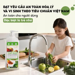 Nước Rửa Rau Củ Quả Tự Nhiên TOPGIA 1300ml Làm Sạch Bụi Bẩn Vi Khuẩn Và Hoá Chất Tồn Đọng Trên Thực Phẩm 4