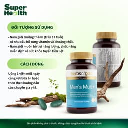 Viên Uống Herbs of Gold Men's Multi: Vitamin Tổng Hợp, Kẽm, Selen & Sức Khỏe Nam Giới 60 viên - Super Health 4
