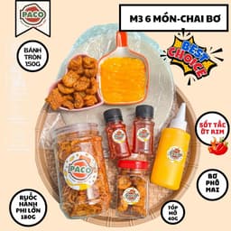 [DEAL LIVE] combo M3 bánh tráng phơi sương bơ phô mai PACO food đầy đủ topping bánh tráng tóp mỡ kèm sốt-đồ ăn vặt snack 1