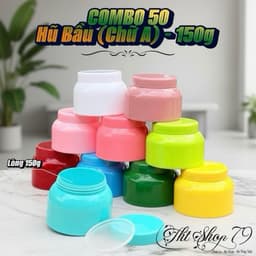 Combo 50 Hủ Bầu 150gr - Nhựa Dẽo Cao Cấp - Có Nắp Lót Chống Tràn - Đựng Kem Body 1