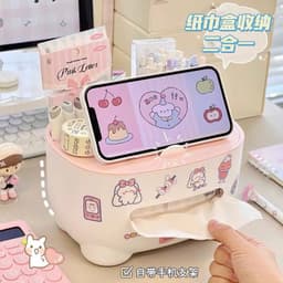Hộp đựng khăn giấy đa năng để bàn, có giá đỡ điện thoại – dùng cho đầu giường, bàn trà, bàn trang điểm, bàn học. 5