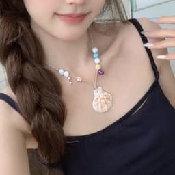 Dây Chuyền Vỏ Sò Phối Hạt, Vòng Cổ Phong Cách Vintage - Quà Tặng Vibe Ocean Charm, Xinh, Phong Cách Hàn Quốc 3