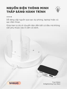 Đèn học để bàn chống cận thị Bravio Lumi C10 đèn học tích điện bàn làm việc đọc sách LED bảo vệ mắt cho bé sạc pin 7