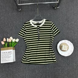 Áo Thun Nữ Sọc Ngắn Tay Cotton Co Giãn Big Size 45-85kg Ôm Body Tôn Dáng LIMO MS285 4