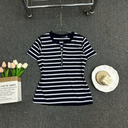 Áo Thun Nữ Sọc Ngắn Tay Cotton Co Giãn Big Size 45-85kg Ôm Body Tôn Dáng LIMO MS285 5
