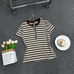 Áo Thun Nữ Sọc Ngắn Tay Cotton Co Giãn Big Size 45-85kg Ôm Body Tôn Dáng LIMO MS285 6