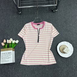 Áo Thun Nữ Sọc Ngắn Tay Cotton Co Giãn Big Size 45-85kg Ôm Body Tôn Dáng LIMO MS285 7