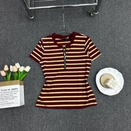 Áo Thun Nữ Sọc Ngắn Tay Cotton Co Giãn Big Size 45-85kg Ôm Body Tôn Dáng LIMO MS285 8