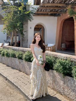 [Sẵn] [Tặng Khăn Cổ] Váy Đi Biển Chất Liệu Voan Chấm Bi Vibe Nàng Thơ Phù Hợp Đi Biển Mặc Hàng Ngày Chali V141 7