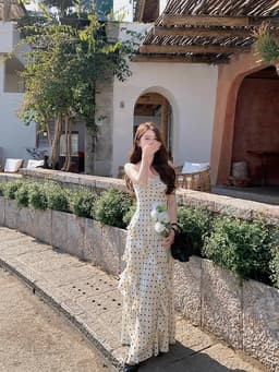 [Sẵn] [Tặng Khăn Cổ] Váy Đi Biển Chất Liệu Voan Chấm Bi Vibe Nàng Thơ Phù Hợp Đi Biển Mặc Hàng Ngày Chali V141 9