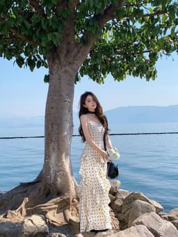 [Sẵn] [Tặng Khăn Cổ] Váy Đi Biển Chất Liệu Voan Chấm Bi Vibe Nàng Thơ Phù Hợp Đi Biển Mặc Hàng Ngày Chali V141 6
