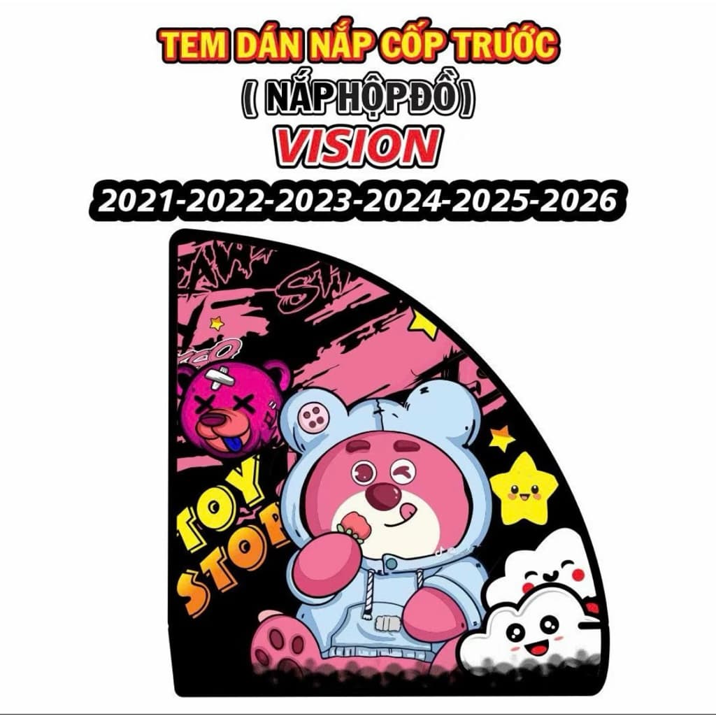 Tem dán Nắp hộp đồ Vision+ Vario 2022 -2026, Decal PVC3 lớp Kháng Nước màu